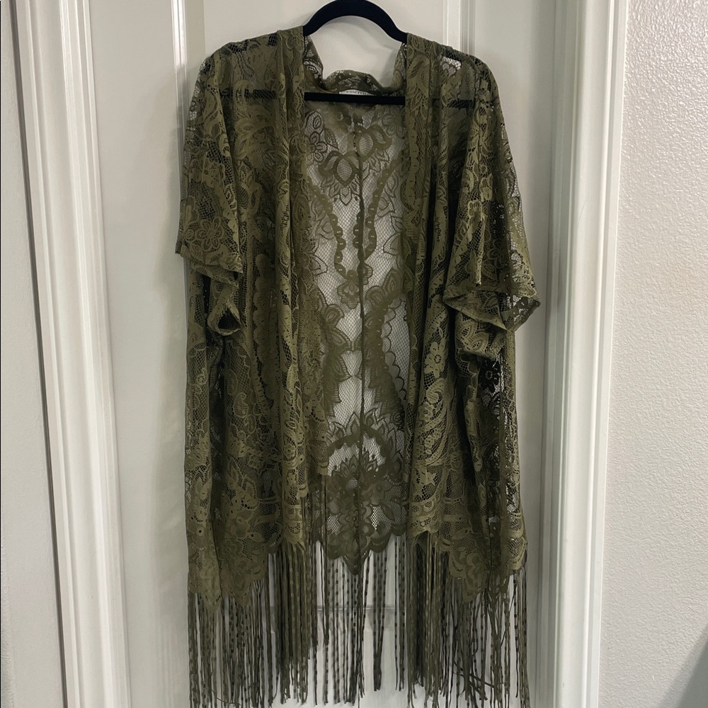 Elegant Olive Lace Kimono